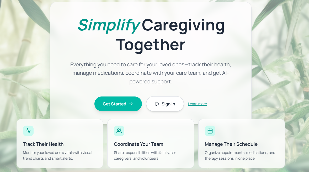 Elder Care AI dashboard preview